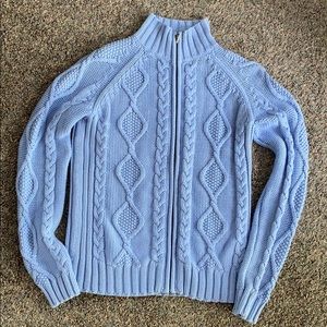 Leo&Nicole Baby Blue Cable Knit Zip Up Sweater S